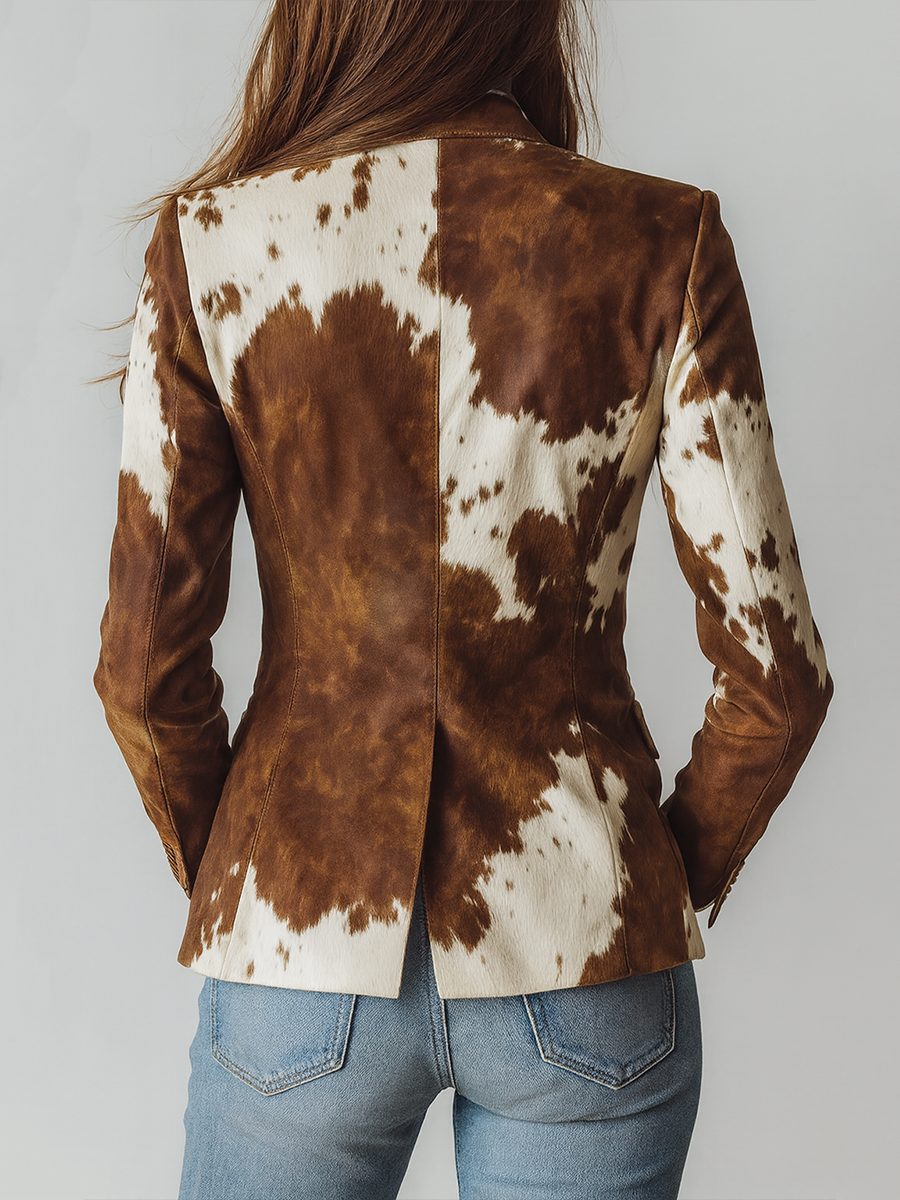Manuela — Blazer con Estampado Animal Vintage