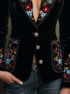 María — Blazer Bordado con Estampado Floral Multicolor