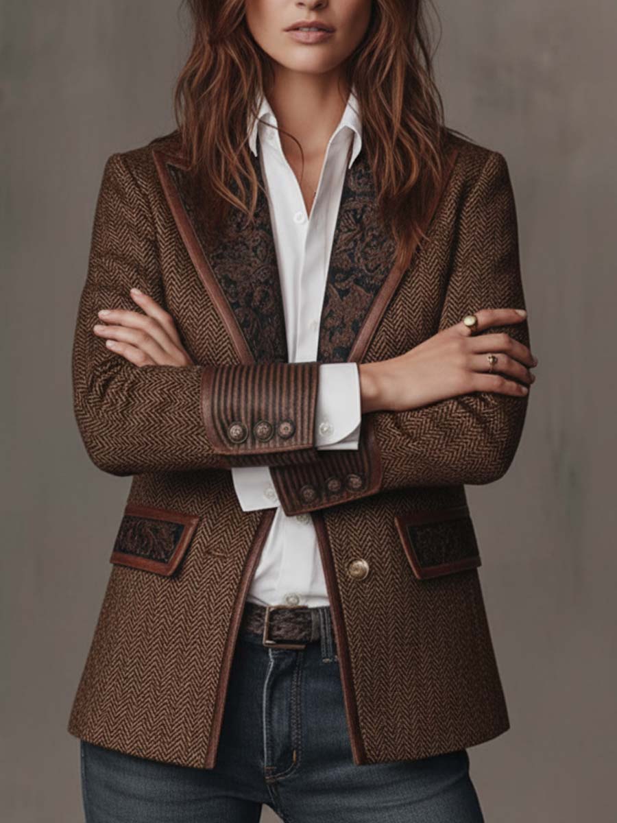 Consuelo — Blazer con Paneles en Espiga