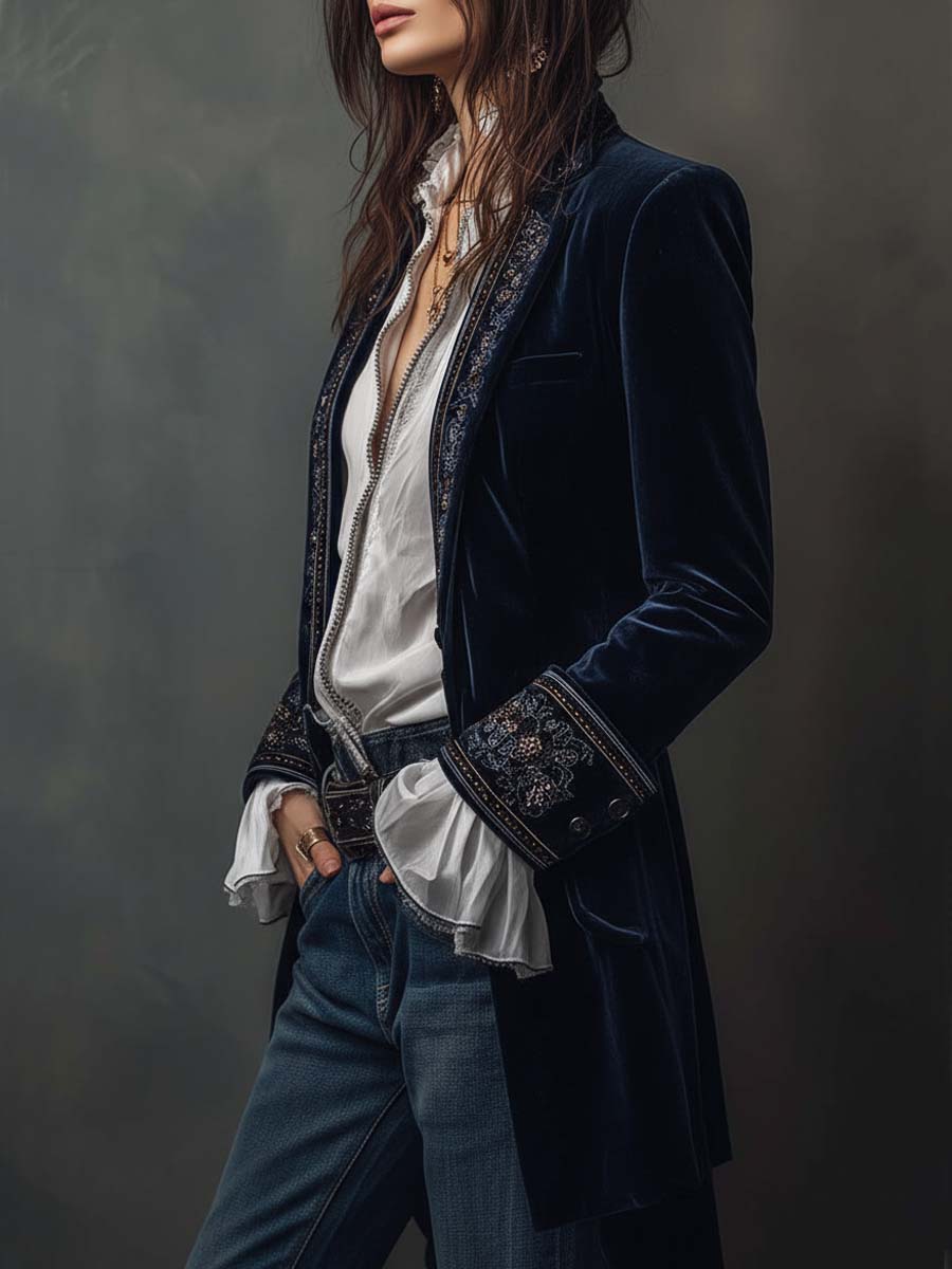 Nuria — Chaqueta Elegante de Terciopelo