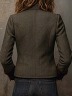 Dolores — Blazer de Sarga con Ribete en Contraste