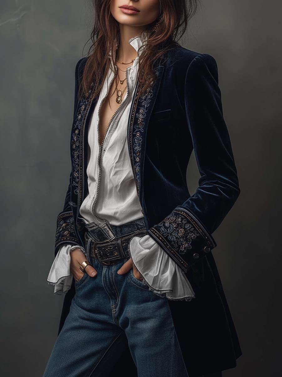 Nuria — Chaqueta Elegante de Terciopelo