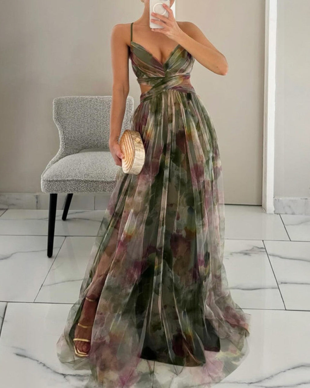 Giselle - Vestido largo de ensueño con estampado floral