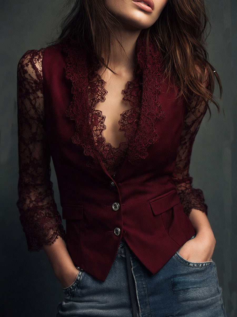 Teresa — Blazer con Mangas Semitransparentes