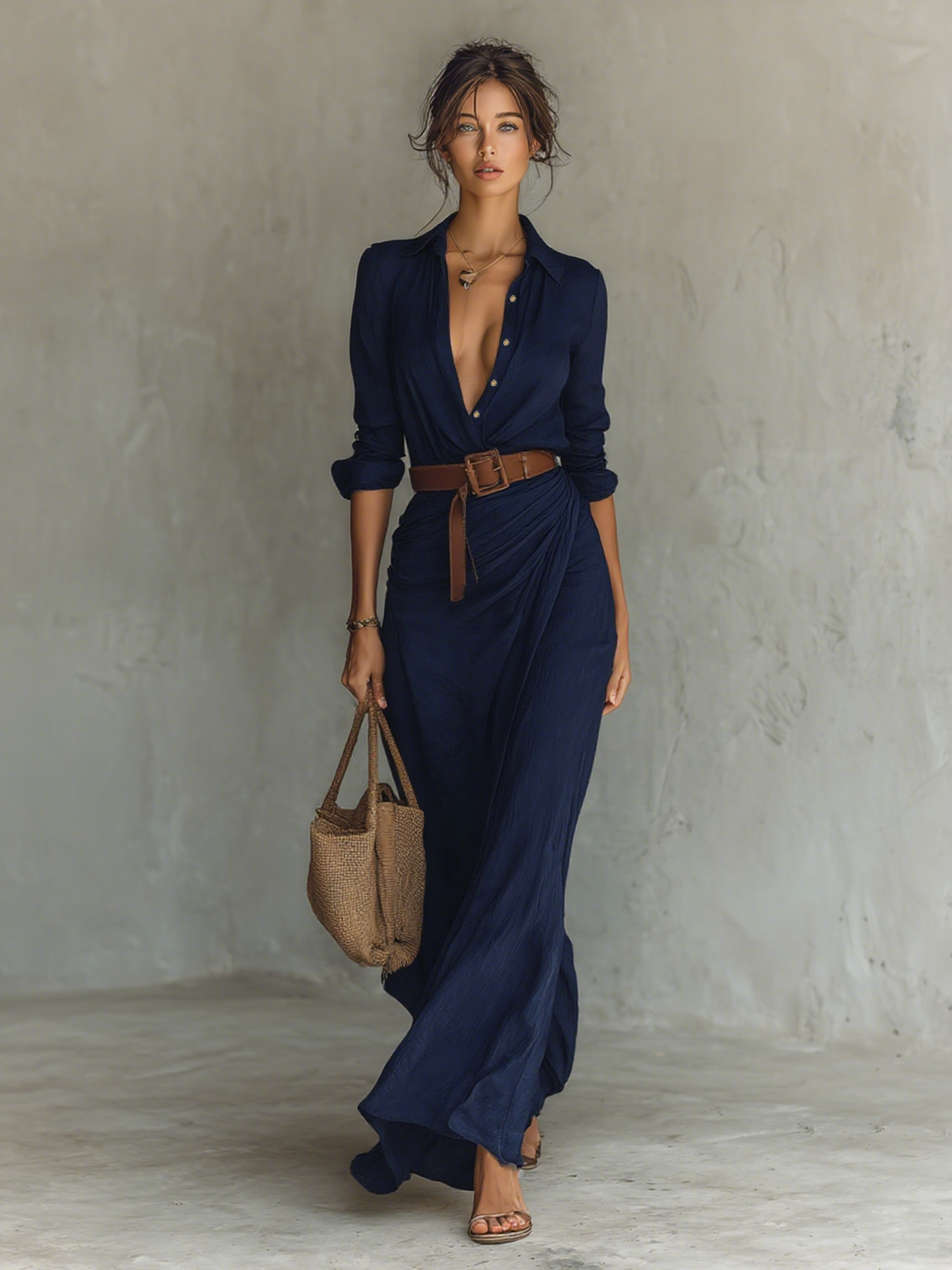Talia — Vestido Largo Camisero