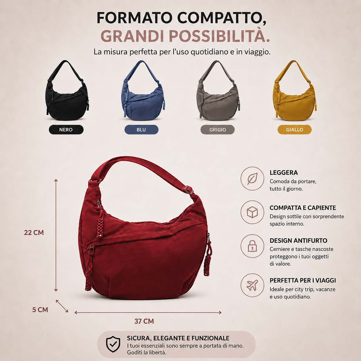 Mara - Bolso de hombro azul
