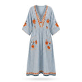 Marina — Caftán Azul Bordado
