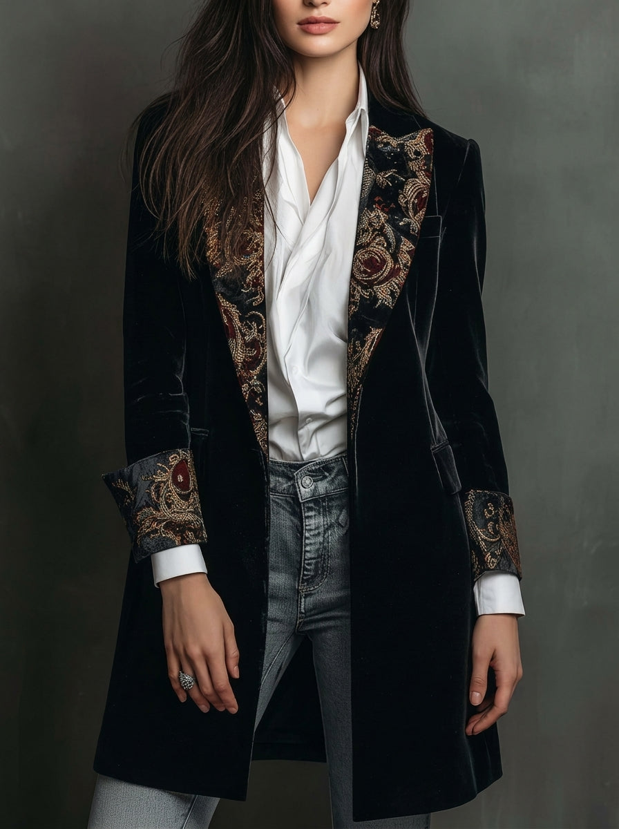 Marta — Blazer de Corte Entallado con Estampado Barroco