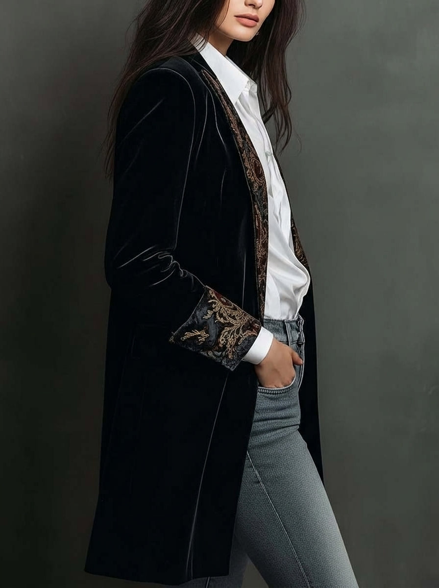 Marta — Blazer de Corte Entallado con Estampado Barroco