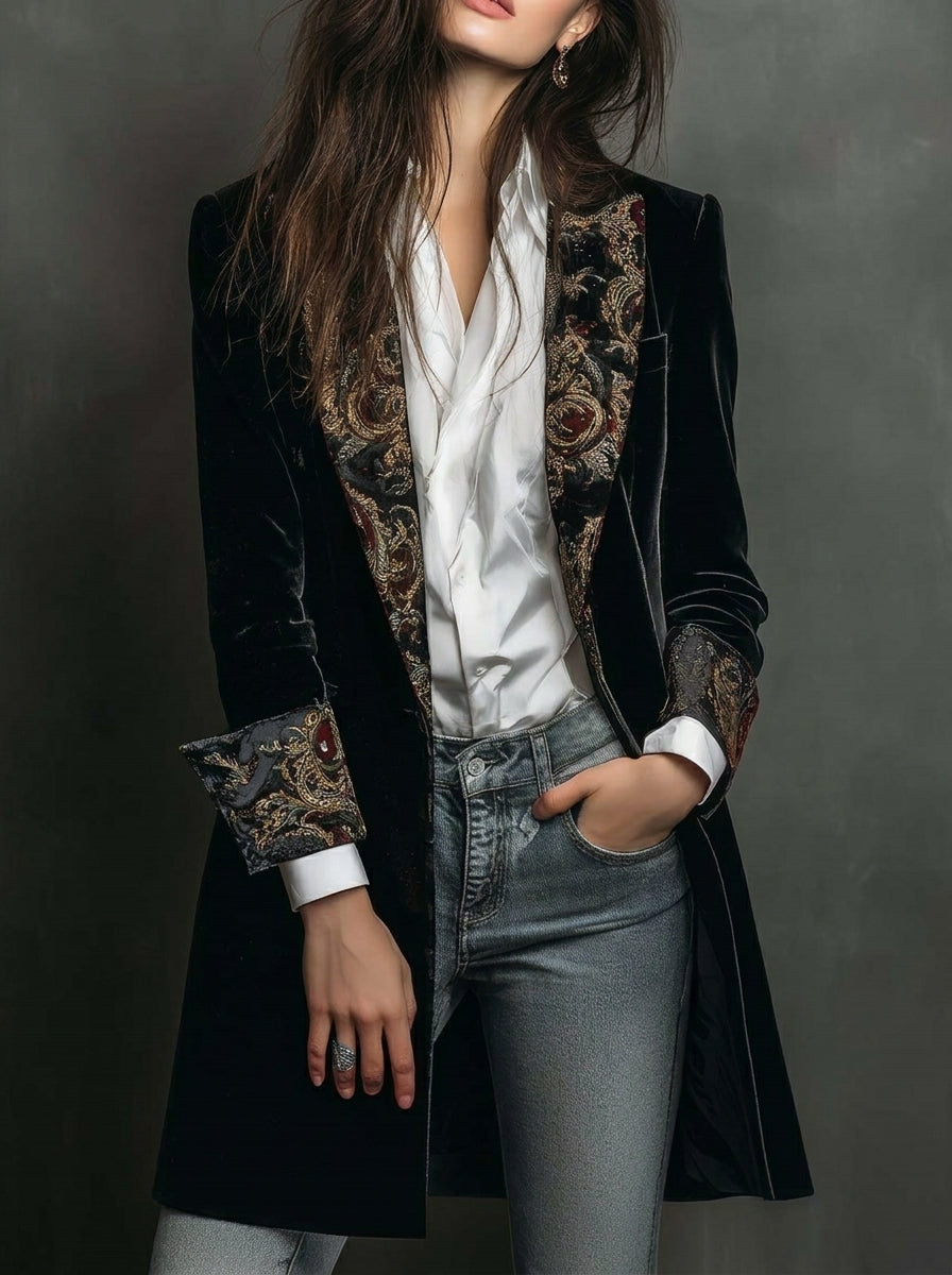 Marta — Blazer de Corte Entallado con Estampado Barroco