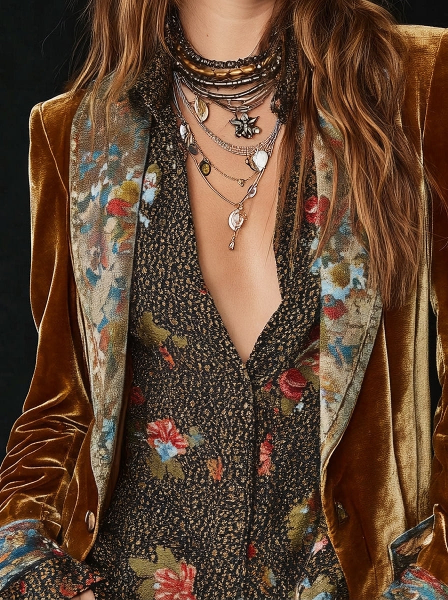 Marcela — Blazer de Patchwork con Estampado Floral Vintage
