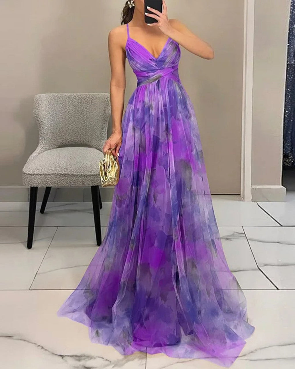 Giselle - Vestido largo de ensueño con estampado floral
