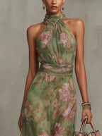 Marti - Vestido largo verde floral