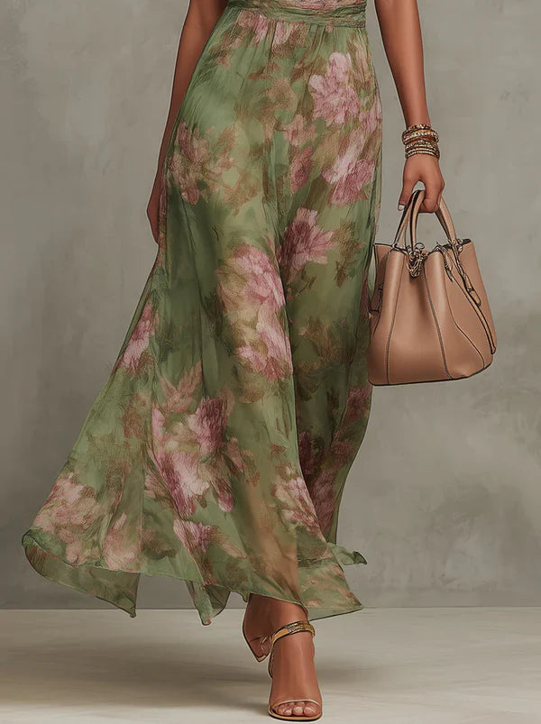 Marti - Vestido largo verde floral
