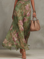 Marti - Vestido largo verde floral