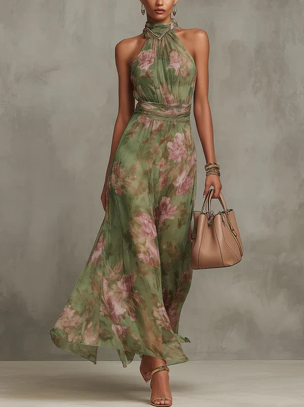 Marti - Vestido largo verde floral