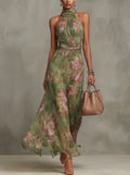 Marti - Vestido largo verde floral