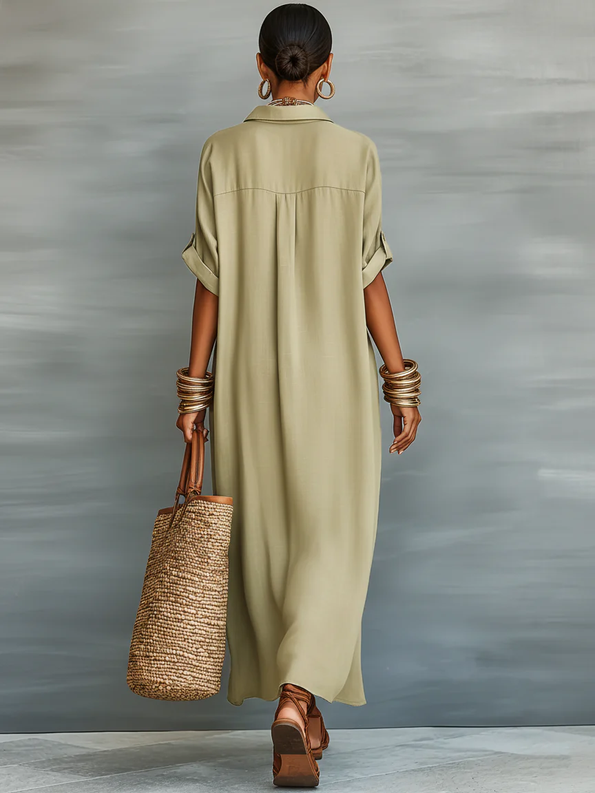 Manelle - Vestido Largo Verde Oliva