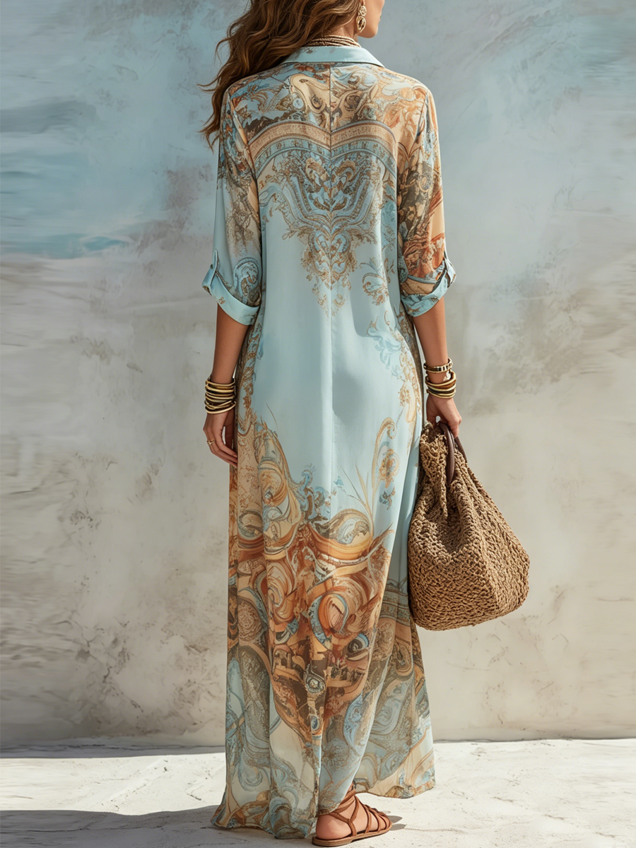 Serena - Vestido tipo camisa Mediterráneo