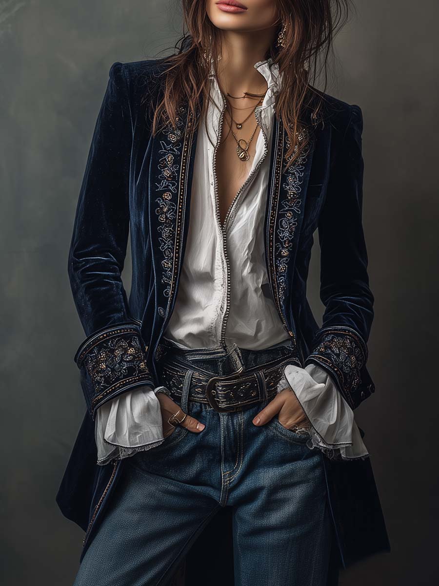 Nuria — Chaqueta Elegante de Terciopelo