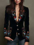 María — Blazer Bordado con Estampado Floral Multicolor