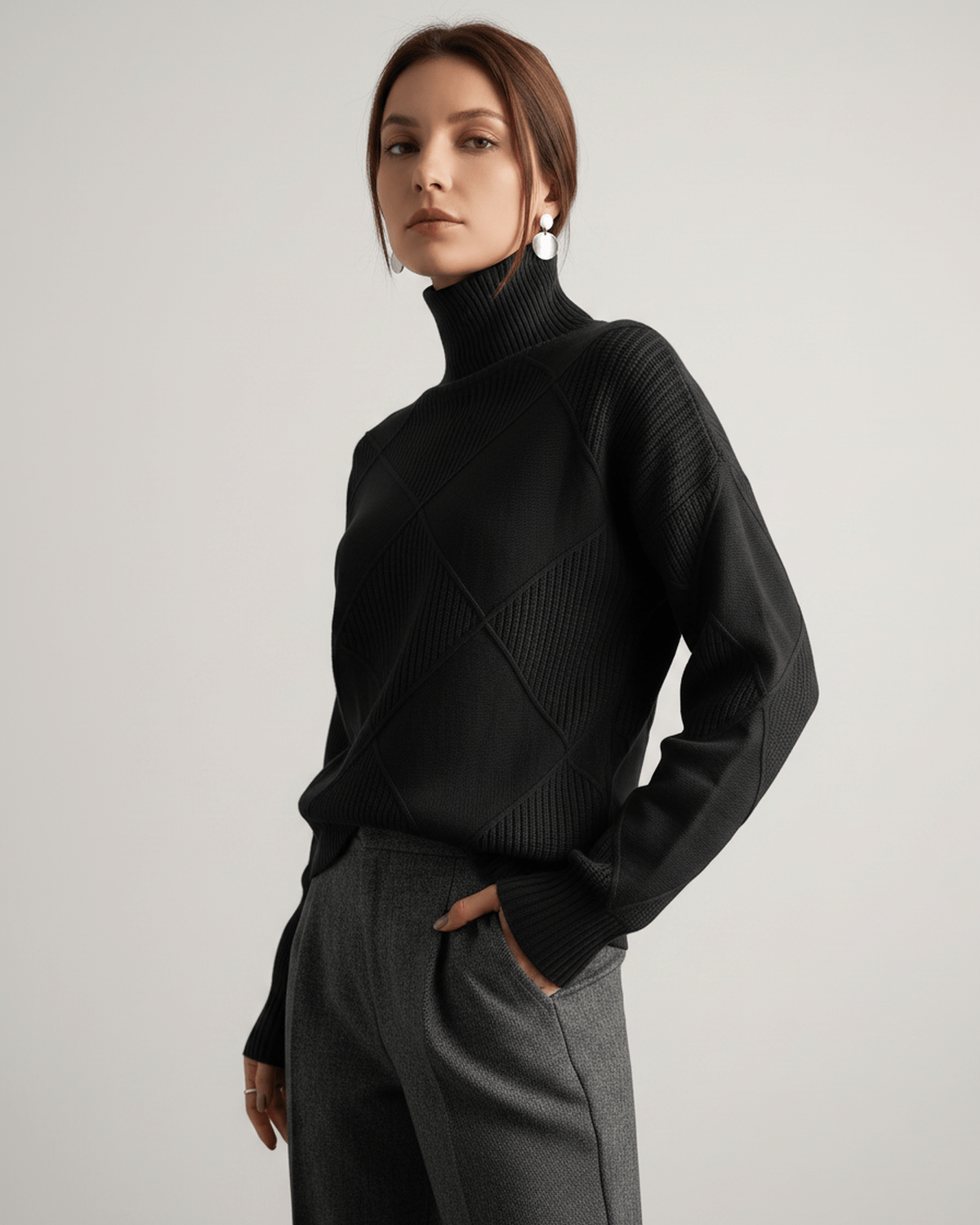 Aureline — Suéter Oversized de Punto con Cuello Alto