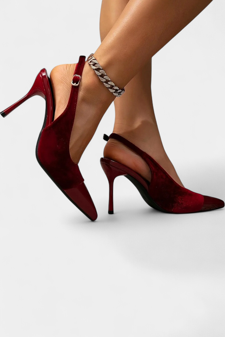 Candice - Tacones Stiletto de Terciopelo con Patchwork