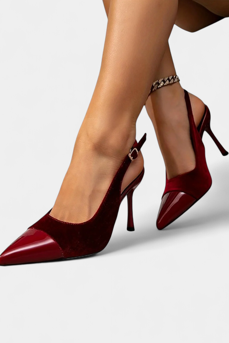 Candice - Tacones Stiletto de Terciopelo con Patchwork