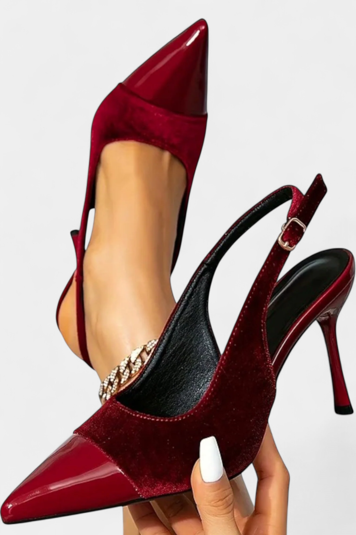 Candice - Tacones Stiletto de Terciopelo con Patchwork